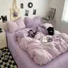 Nuevo Conjunto de Cuatro Piezas para Dormir de Algodón Lavado para Bebés y Madres Conjunto de Tres Piezas para Dormitorio de Estudiantes Color Sólido Sábana Funda de Edredón en