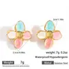 Brincos de Aço Inoxidável Transfronteiriços Europeus e Americanos Myya Brincos Coloridos de Gota de Óleo Flor de Quatro Pétalas Nicho Luxo Acessível Brincos Exquisitos