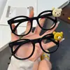 Óculos Fofos Vintage Estilo Japonês Rilakkuma com Armações Pretas Grandes Que Fazem o Rosto Parecer Menor, Decoração Adorável de Subcultura para Fotos e Cosplay, Estilo Anime