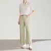 2607412-Calça Jeans Algodão Stretch em Quatro Direções Desgastada Modelagem Relaxada Slim Cintura Alta Perna Reta Verão Casual Cropped Roupas Femininas Nanyou