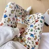 Pantalones de Pijama Rayados de Coral Fleece Estilo Coreano para Mujer, Otoño e Invierno, Engrosados, Cálidos, Suaves, Cómodos, Largos, Casuales