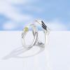 Anillo de pareja voladora doble Biyi de plata de ley 925 original, diseño nicho, anillo de epoxi, joyería de anillo abierto para hombres y mujeres