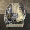 Suéter de Punto Color Block para Hombre, Navidad y Halloween, Ajuste Holgado Relajado, Cálido para Otoño e Invierno, Tendencia al por Mayor de Comercio Exterior