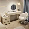 Penteadeira de Madeira Maciça Estilo Cream com Gavetas Integradas para Quarto, Nova Mesa de Maquiagem Minimalista com Toque de Luxo Leve e Acabamento de Alta Qualidade, Embalada para Adultos