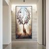 Pintura al Óleo Nórdica Alce Entrada Pintura Decorativa Moderna Simple Pasillo Corredor Pintura Colgante Vertical Pintura de Pared de Fondo para Sala de Estar