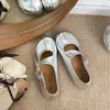 Zapatos de tacón oculto Mary Jane de cuero en el interior para mujer 2026 Nuevos de Primavera Otoño Versátiles Combinan con Faldas Zapatos Pequeños de Cuero Mocasines de Boca Baja