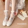 Botas aún algodón primavera y verano calcetines de hada Lolita de caña media blanco lechoso lazo estilo ballet calcetines transparentes ultrafinos con felpa
