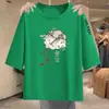 E-commerce Transfronteiriço Mãe Meia-idade e Idosos Camiseta de Manga Sete Pontos Solta Tamanho Grande Meninas Cheinhas Cobertura de Barriga Esconder Gordura Emagrecimento Top de Manga Curta