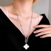 Cadena de suéter de acero de titanio trébol otoño e invierno larga luz de lujo nicho collar todo partido accesorios para suéter 2023 nuevo para mujer