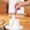 Ferramentas de Confeitaria 15cm 20cm 25cm Cabo de Madeira Aço Inoxidável Curvo Espátula para Manteiga Raspador de Bolo Faca de Beijo Faca de Decoração