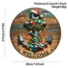 Decoração de placa de porta redonda de madeira de Natal, pingente de decoração de árvore de Natal para varanda externa, teca antiga Binxin