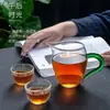 Taza de té de vidrio de borosilicato con mango de colores, taza de té de ceremonia exquisita, taza transparente con pico, taza para hombre pingüino, dispensador de té para té Kung Fu