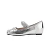 Exquisitos Zapatos Mary Jane de Estilo Francés para Mujer que Aumentan la Altura, Nuevo Modelo de Verano 2026, Adecuados para Usar con Faldas, con Moño de Pedrería, Zapatos de Una Sola Pieza