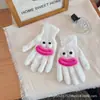 Estilo Ins Dibujo Animado Coreano Estrella de Natillas Terciopelo Coral Guantes Cálidos Estudiante Invierno Exterior Ciclismo Guantes de Cinco Dedos