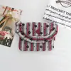 Mini Portatarjetas Portátil Estilo Coreano con Solapa de Borde Fruncido, Estuche para Identificación, Linda Bolsa de Almacenamiento para Auriculares Florales, Bolsa para Guardar Labiales