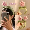Linda Diadema de Flor de Peluche para Lavarse la Cara, Adecuada para Tomar Fotos en Salidas, Tendencia Otoño e Invierno Accesorios para el Cabello de Corona Alta