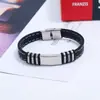 Pulsera de acero inoxidable de acero de titanio directo de fábrica suministro transfronterizo pulsera de silicona europea y americana para hombre entrega de una pieza