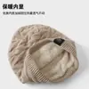 Gorro de punto de felpa de doble capa para mujer, otoño e invierno, para ciclismo, gorro de lana cálido para hombre, gorro engrosado a prueba de frío, protección para las orejas, gorro tipo turbante