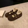 ¡Stock Listo, Envío Inmediato! Zapatos de Estilo Similar a los de Mamá Uva, con Aumento de Altura, Punta Redonda, Doble Hebilla, Estilo Birkenstock, Mary Jane de Lana, Zapatos Individuales Peludos para Mujer