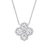 Artículo de Tendencia en Xiaohongshu Collar de Plata de Ley S925 con Diseño Hueco y Colgante Completo de Diamante Moissanita, Cadena para Clavícula de Trébol de Cuatro Hojas