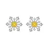 Kaiwei Creativo Nuevos Pendientes con Forma de Flor Floreciente Distintivos Para Todo Combinan Super Brillantes Incrustados con Circonita Amarilla Pendientes de Copo de Nieve Flor