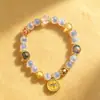 Pulsera de Jade Dorado Natural Seda Flor de Loto de Hielo, Pulsera Multigemas de Ágata y Cristal, Joyería China Colorida Estilo Antiguo