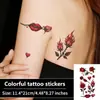 Item Quente Cruzado Adesivo de Tatuagem Rosa Flamejante Duradouro à Prova d'Água Design Inovador Ousado e Ardente para Braços Pernas Rosto de Meninas