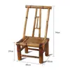 Silla vintage tejida en bambú de las dinastías Ming y Qing con respaldo, cojín no blando, completamente ensamblada, taburete doméstico estilo antiguo, juego de muebles para restaurantes y casas de huéspedes