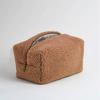 Bolsa de Cosméticos Personalizada de Veludo Teddy, Bolsa de Armazenamento de Caxemira, Bolsa de Higiene Pessoal de Viagem Portátil com Divisórias