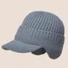 Chapéu de Lã Tricotado com Forro de Veludo Novo para Outono e Inverno, Proteção para as Orelhas, Moda Jovem, Chapéu Pulôver para Esportes ao Ar Livre