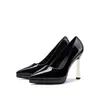 8026-1 Tacones de Aguja Elegantes y Sexys de Charol Color Nude para Mujer, Punta Fina, Plataforma Impermeable, Adecuados para Viajar al Trabajo y Fiestas, Venta al por Mayor