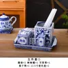 Tarro de porcelana azul y blanco para condimentos mesa de restaurante LOGOTIPO tarro para chiles portapalillos olla para vinagre olla para salsas portapalillos bandeja