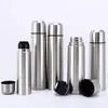 Taza térmica de acero inoxidable transfronteriza, taza térmica grande con forma de bala, taza de agua portátil de acero de doble capa color natural, al por mayor en stock