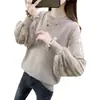 Suéter de Punto para Mujer con Cuello Redondo, Estilo Perezoso Holgado, Malla de Encaje Sexy, Cadena, Top Delgado, Primavera y Otoño 2026