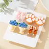 Cuatro Pares de Juegos de Aretes Acrílicos de Flores y Animales, Conjuntos de Aretes Modernos, Lindos y Elegantes