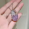 Nuevo Estilo Chino Estilo Chino Fu Lu Shuangquan Mariposa Calcedonia Púrpura Calabaza Colgante Chapado en Plata Incrustado Hielo Jade Cadena de Clavícula