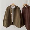 Jaqueta Workwear de Algodão Lavado Solta Estilo Coreano Nova Outono para Mulheres Moda Cor Sólida Cardigan Casual para o Dia a Dia para Mulheres