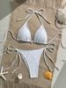 Bikini Sexy de Color Sólido con Malla y Cuello Halter para Mujer, Bikini de Vacaciones en la Playa, Ropa de Baño de Comercio Exterior Europeo y Americano 2026