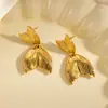 Brincos de aço inoxidável estilo francês alta qualidade exagerados flor brincos Coringa estilo Ins brincos dourados femininos atacado
