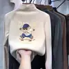 Camiseta de manga comprida com gola alta para meninos De Rong, novo estilo outono/inverno, top moderno para crianças e bebês, adequada para usar no outono