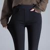 Leggings pretas no atacado femininas com forro de fleece nova cintura alta justas calças pretas pequenas finas primavera outono e inverno calças lápis