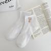 Calcetines para Mujer Calcetines de Media Pantorrilla Otoño Absorbentes del Sudor Deportivos Calcetines de Moda Bordados Primavera y Otoño Sin Costuras Tubo Medio y Corto Calcetería Fina de Algodón