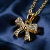 Collar de Lazo Completo de Circonita con Diamantes para Mujer, Cobre Chapado en Oro, No se Desvanece, Estilo Ins Europeo y Americano, Colgante de Lujo Ligero, Artículo Popular Transfronterizo