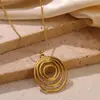 Collar Colgante Anillo Circular Espiral Retro Europeo y Americano, Collar Simple Abstracto de Acero Inoxidable con Diseño de Nicho