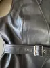 Chaleco Transfronterizo de Piel Sintética que se Puede Usar Solo o en Capas, con Botones y Adorno de Cinturón, Cuello en V, Elegante Color Negro