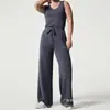Mono de mujer informal ajustado de moda europea y americana, sin mangas, color sólido, con cuello en V, primavera/verano 2023