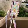 Adecuado para Funda de Teléfono Móvil Samsung Pulsera Nueva Textura de Flor Silicona Digital Pareja Dos Tonos Carcasa Blanda Colgante para el Cuello Simple