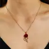Colar Anel Flor Rosa Simples Transfronteiriço Europeu e Americano Conjunto de Clipe de Orelha Brinco Flor Tridimensional Retrô Simples Dia dos Namorados