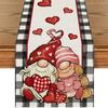 Temu Venta Caliente Día de San Valentín Bandera de Mesa Corazón Enano Estampado Material de Lino Día de San Valentín Cubierta de Mesa Decorativa a Prueba de Polvo