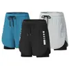 Calça Esportiva Masculina Falsa de Duas Peças Verão Fina Secagem Rápida Respirável Solta Casual Shorts Roupa Externa Masculina Marca Tendência